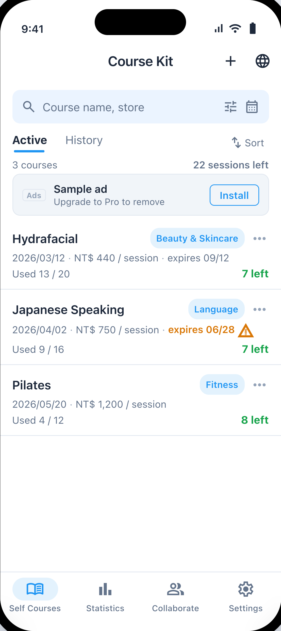 Self Courses list